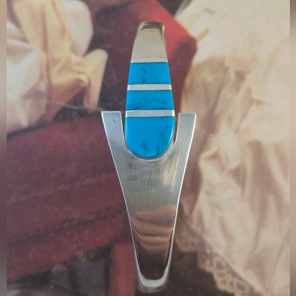 Sterling Silver and Turquoise Bracelet - Picture 2 of 16